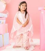 Peach embroidered cape with top set