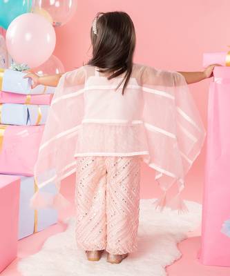 Peach embroidered cape with top set 5