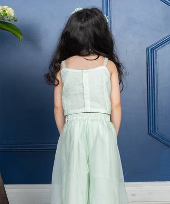 Sea green floral embroidered cape set 3