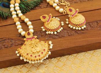 Matte finish lakshmi necklace set 3