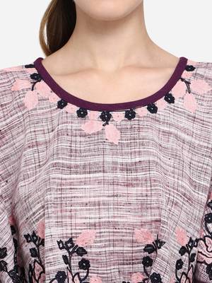 Purple Frill Slub Khadi Poncho 7