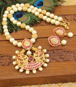 Matte finish peacock necklace set