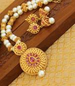 Matte finish ruby necklace set