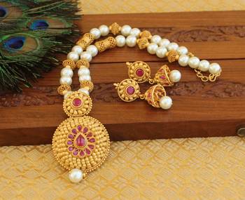 Matte finish ruby necklace set 2