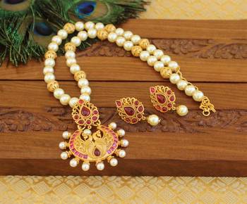 Matte finish peacock ruby necklace set 1
