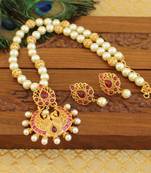 Matte finish peacock ruby necklace set