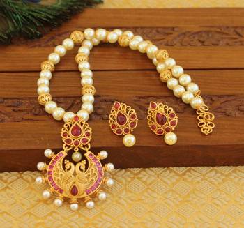 Matte finish peacock ruby necklace set 2