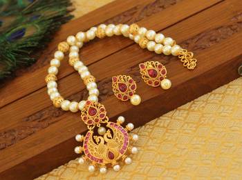 Matte finish peacock ruby necklace set 3