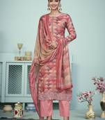 peach muslin digital printed dress material