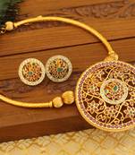 Matte finish peacock necklace set