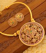 Matte finish peacock necklace set