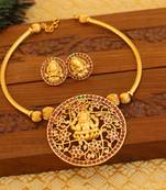 Matte finish lakshmi necklace set