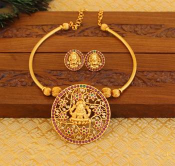 Matte finish lakshmi necklace set 2