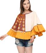 One-Sided Embroidered Rust Zam-Zam Poncho