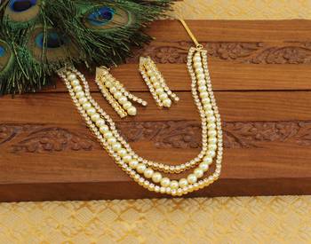 Designer gold plated pearl necklace 2