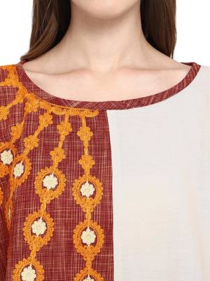 One-Sided Embroidered Rust Zam-Zam Poncho 4