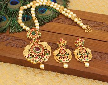 Matte finish peacock necklace set 5