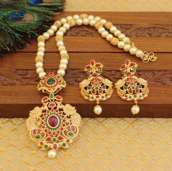 Matte finish peacock necklace set 8