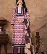 Wine Designer Printed,Hand Work Cotton Semistiched Long Length Kameez Pant party wear salwarsuit