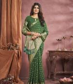 Green viscose weaving work georgette saree with blouse