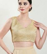 Salwar Studio Women's Gold Embroidered Saree Blouse