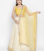 White Yellow Lehenga Choli Haldi Wedding Party Wear Zari Weaving Lengha Choli 