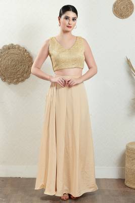 Salwar Studio Women's Gold Embroidered Saree Blouse 6