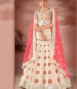 EILARA WOMEN'S OFF WHITE GEORGETTE SEQUINS AND MULTI THREAD WORK PARTY WEAR LEHENGA CHOLI