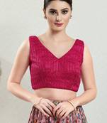 Salwar Studio Women's Pink Embroidered Saree Blouse