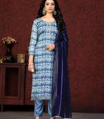 BluePrinted,Hand WorkModal SilkSemistichedLong Length KameezPantparty wear salwarsuit