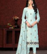 Sky BlueEmbroidery,Hand WorkModal ChanderiSemistichedLong Length KameezPantparty wear salwarsuit