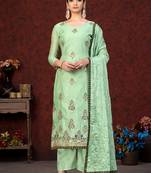 PistaEmbroidery,Hand WorkModal ChanderiSemistichedLong Length KameezPlazzoparty wear salwarsuit