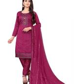 BurgundyDesigner Embroidery WorkChanderi CottonSemistichedLong Length KameezPantparty wear salwarsuit