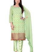 PistaDesigner Embroidery WorkChanderi CottonSemistichedLong Length KameezPantparty wear salwarsuit