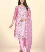 PinkDesigner Embroidery WorkOrganzaSemistichedLong Length KameezPantparty wear salwarsuit