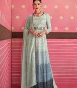GreyHeavy Thread,Sequance Embroidery WorkGeorgetteSemistichedLong Length KameezPantparty wear salwarsuit