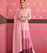 PinkHeavy Thread,Sequance Embroidery WorkGeorgetteSemistichedLong Length KameezPantparty wear salwarsuit