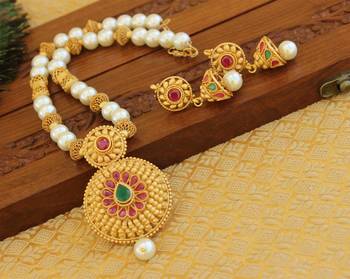 Matte finish ruby necklace set 2