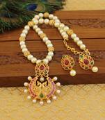 Matte finish peacock necklace set