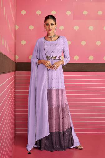 VoiletHeavy Thread,Sequance Embroidery WorkGeorgetteSemistichedLong Length KameezPantparty wear salwarsuit