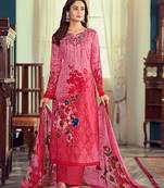 PinkDesigner Printed,Embroidery WorkAirjet Jaam SatinSemistichedLong Length KameezPantparty wear salwarsuit
