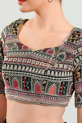 Salwar Studio Women's Multicolor Embroidered Saree Blouse 5
