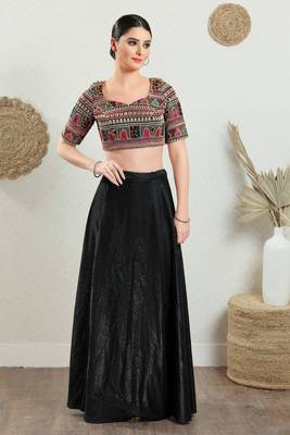 Salwar Studio Women's Multicolor Embroidered Saree Blouse 6