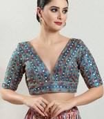 Multicolor Silk Woven Work Blouse