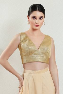 Salwar Studio Women's Gold Saree Blouse 1