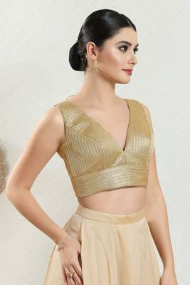 Salwar Studio Women's Gold Saree Blouse 2