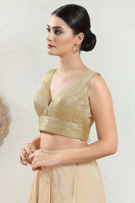 Salwar Studio Women's Gold Saree Blouse 3