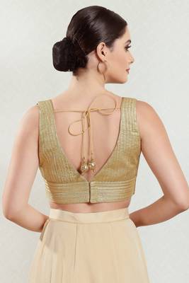 Salwar Studio Women's Gold Saree Blouse 4