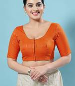 Salwar Studio Women's Orange Woven Design Saree Blouse
