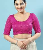 Salwar Studio Women's Pink Woven Design Saree Blouse